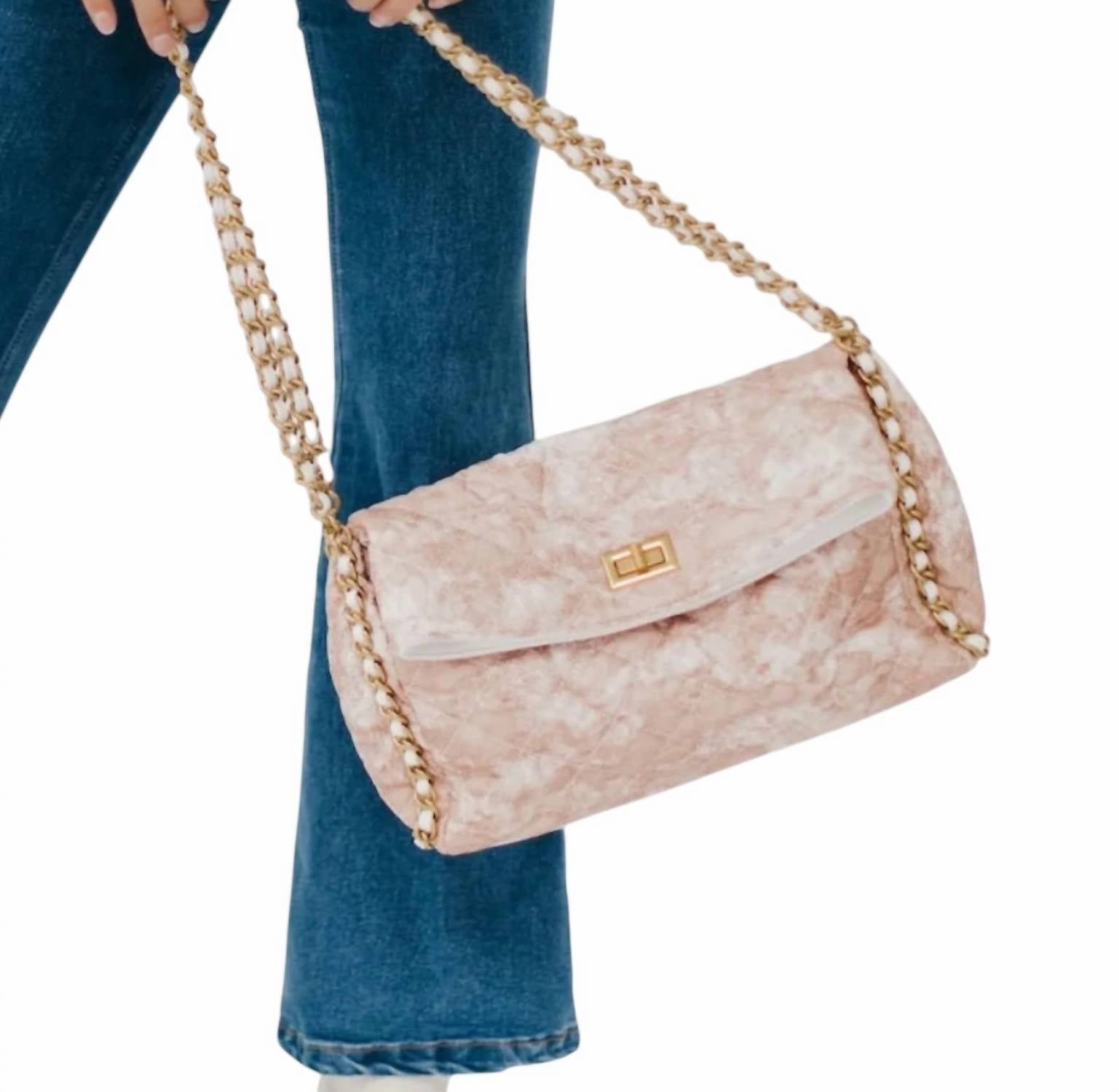 Leia Chain Shoulder Bag In Pink/cream