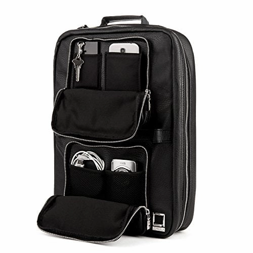 Lencca Quadra  Jet Black Multiple Purpose Backpack / Messenger Bag Fits Apple Macbook Pro Retina