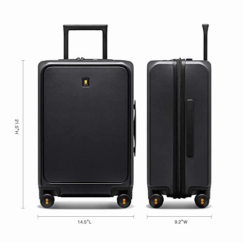 LEVEL8 Carry-On Luggage, Road Runner Pro 20 Lightweight PC Hardside Suitcase with USB Charging Port, Spinner Trolley for Luggage with Front Laptop Pocket, TSA Lock - Dark Grey, 20-Inch