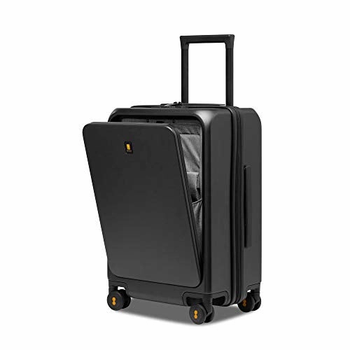 LEVEL8 Carry-On Luggage, Road Runner Pro 20 Lightweight PC Hardside Suitcase with USB Charging Port, Spinner Trolley for Luggage with Front Laptop Pocket, TSA Lock - Dark Grey, 20-Inch