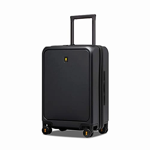 LEVEL8 Carry-On Luggage, Road Runner Pro 20 Lightweight PC Hardside Suitcase with USB Charging Port, Spinner Trolley for Luggage with Front Laptop Pocket, TSA Lock - Dark Grey, 20-Inch