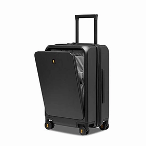 LEVEL8 Carry-On Luggage, Road Runner Pro 20 Lightweight PC Hardside Suitcase with USB Charging Port, Spinner Trolley for Luggage with Front Laptop Pocket, TSA Lock - Dark Grey, 20-Inch