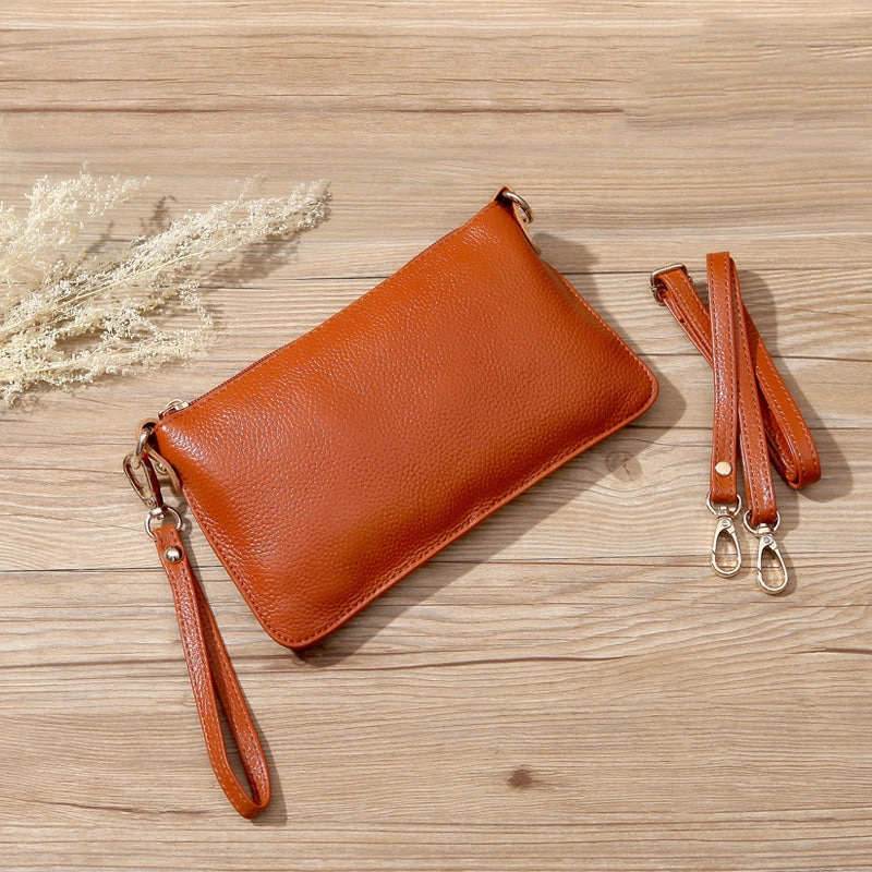 Light Gray Leather Wristlet Wallet Womens Small Minimalist Shoulder Purse Zip Crossbody Purse Slim Shoulder Bag for Women