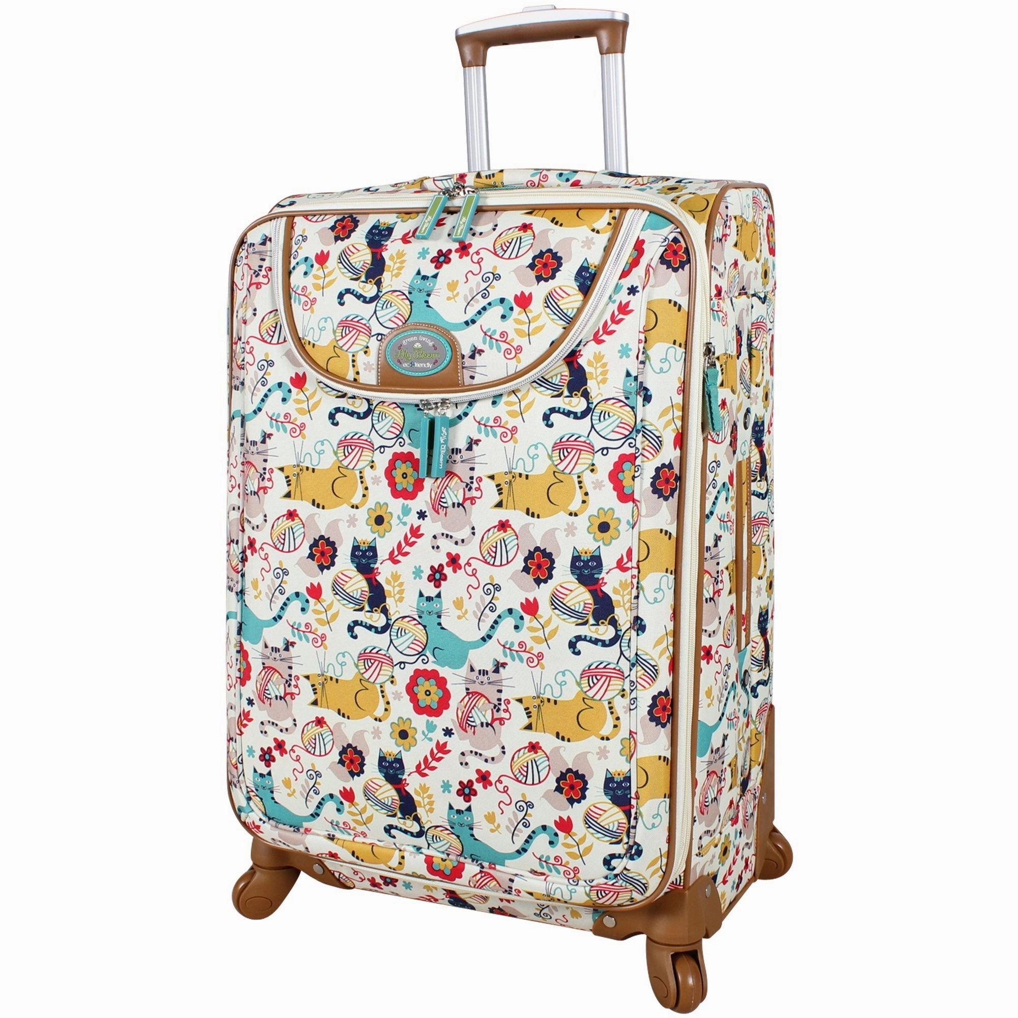 Lily Bloom Luggage 3 Piece Softside Spinner Suitcase Set Collection (Furry Friend)