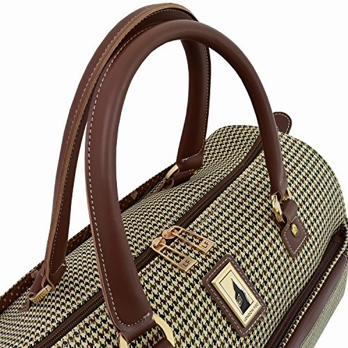 London Fog Cambridge II 16" Classic Satchel, Olive Houndstooth