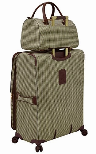 London Fog Cambridge II 16" Classic Satchel, Olive Houndstooth
