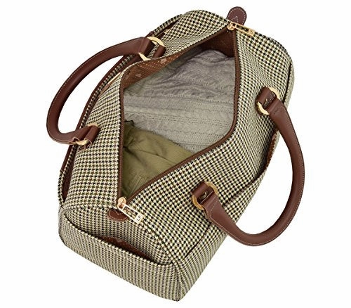 London Fog Cambridge II 16" Classic Satchel, Olive Houndstooth