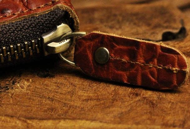 Long leather wallet crocodile zipper leather clutch wallets for men
