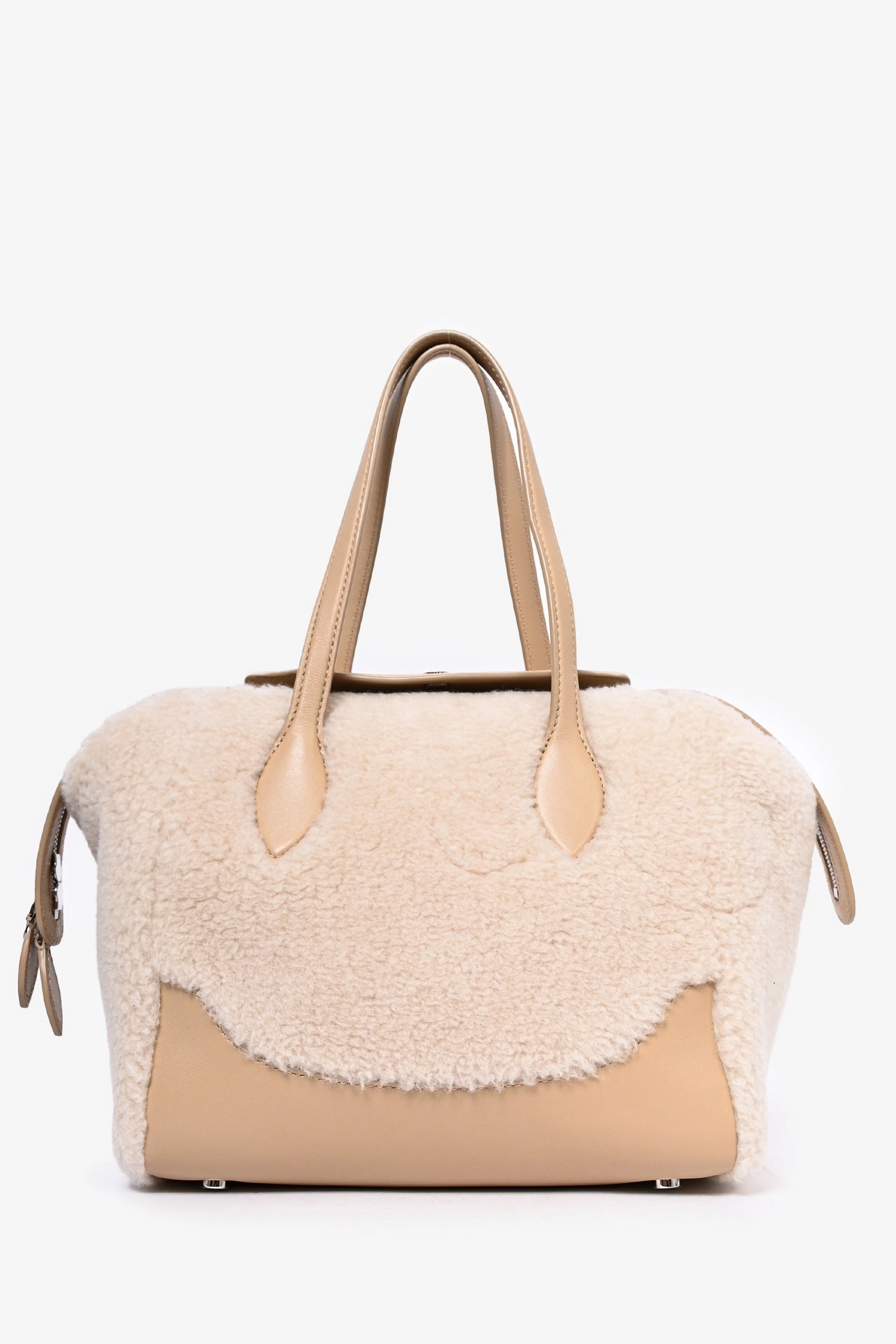Loro Piana Cream/Beige 'Cashfur' Sesia Happy Day Micro Tote with Strap