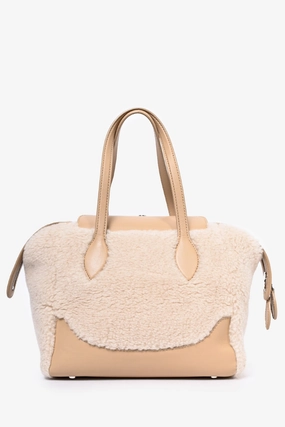 Loro Piana Cream/Beige 'Cashfur' Sesia Happy Day Micro Tote with Strap