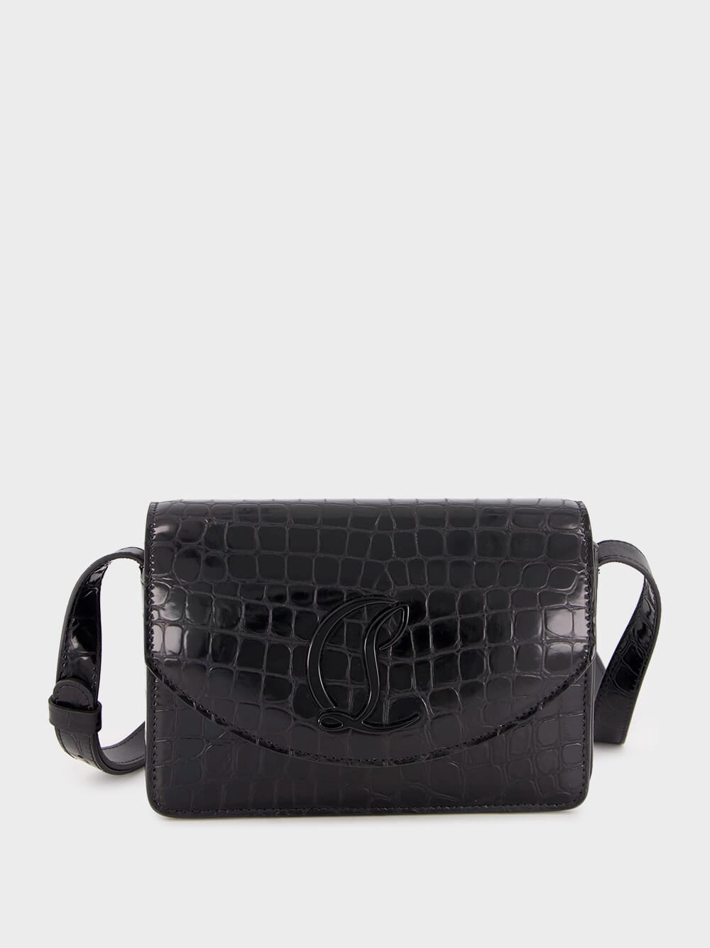 Loubi54 Black Alligator-Embossed Bag