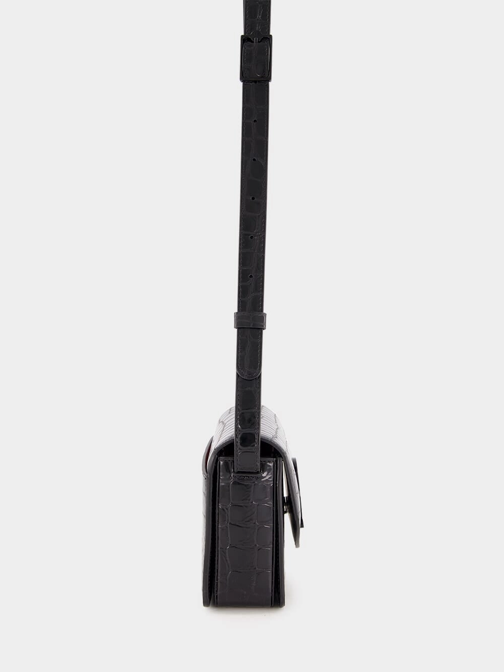 Loubi54 Black Alligator-Embossed Bag