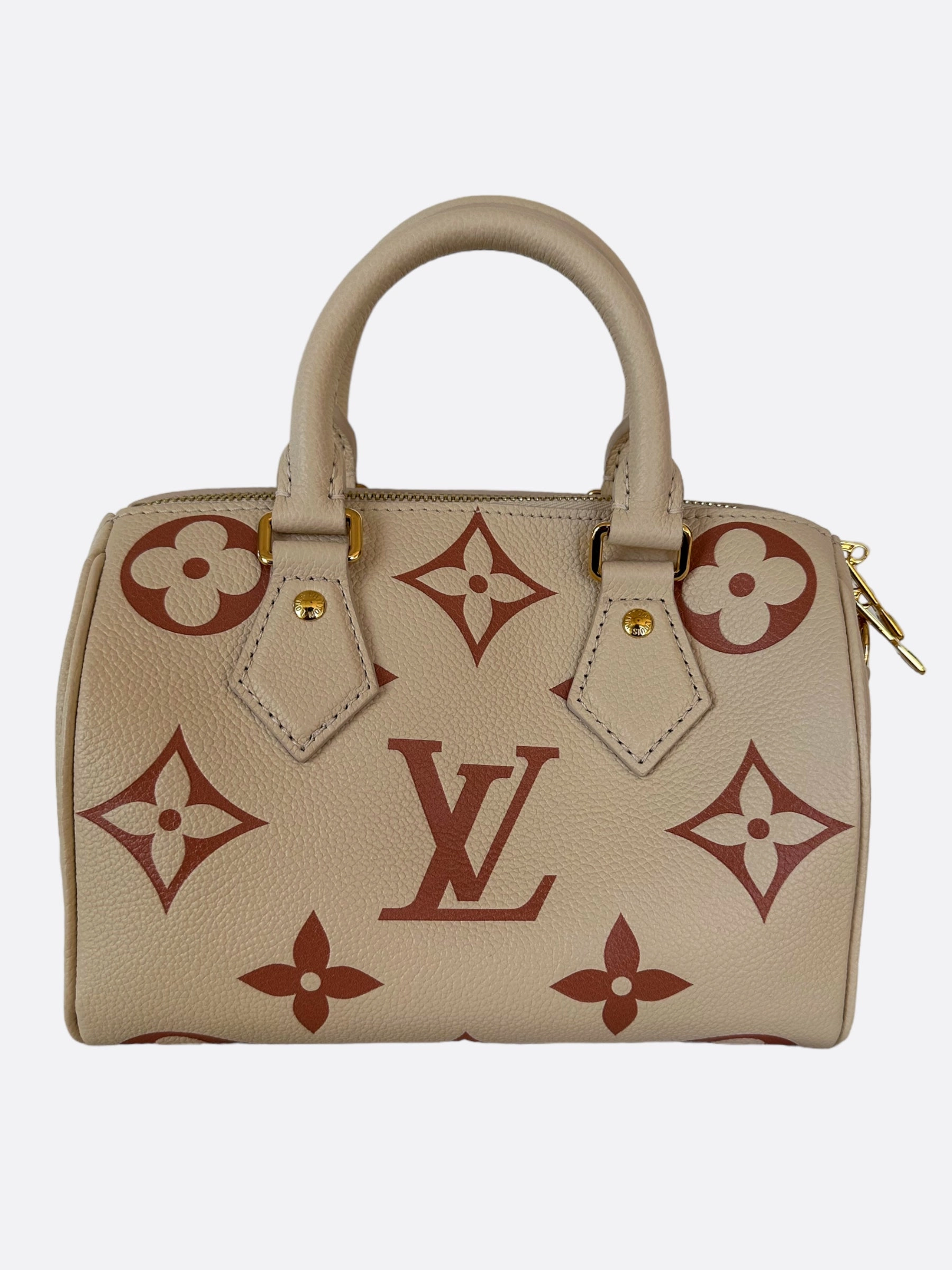 Louis Vuitton Beige & Rose Monogram Empreinte Speedy 20