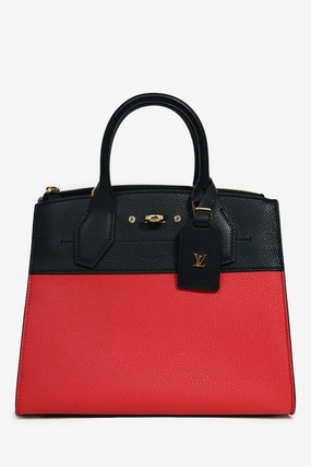 Louis Vuitton Black/Red Leather City Steamer Top Handle