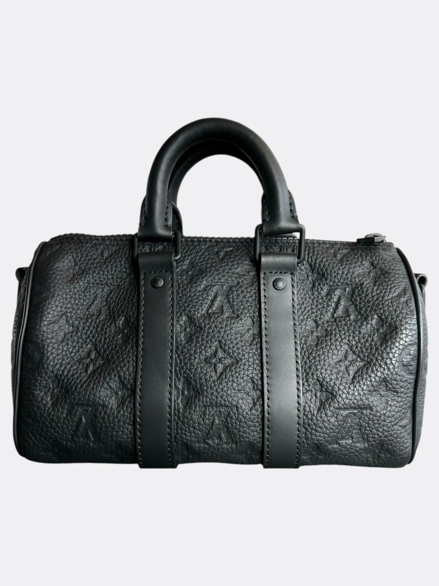 Louis Vuitton Black Taurillon Monogram Keepall 25