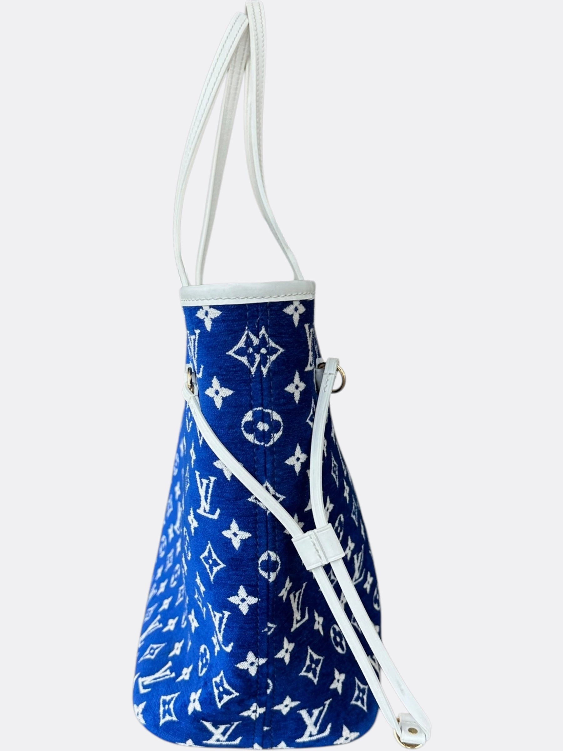 Louis Vuitton Blue & White Velvet Monogram Neverfull MM