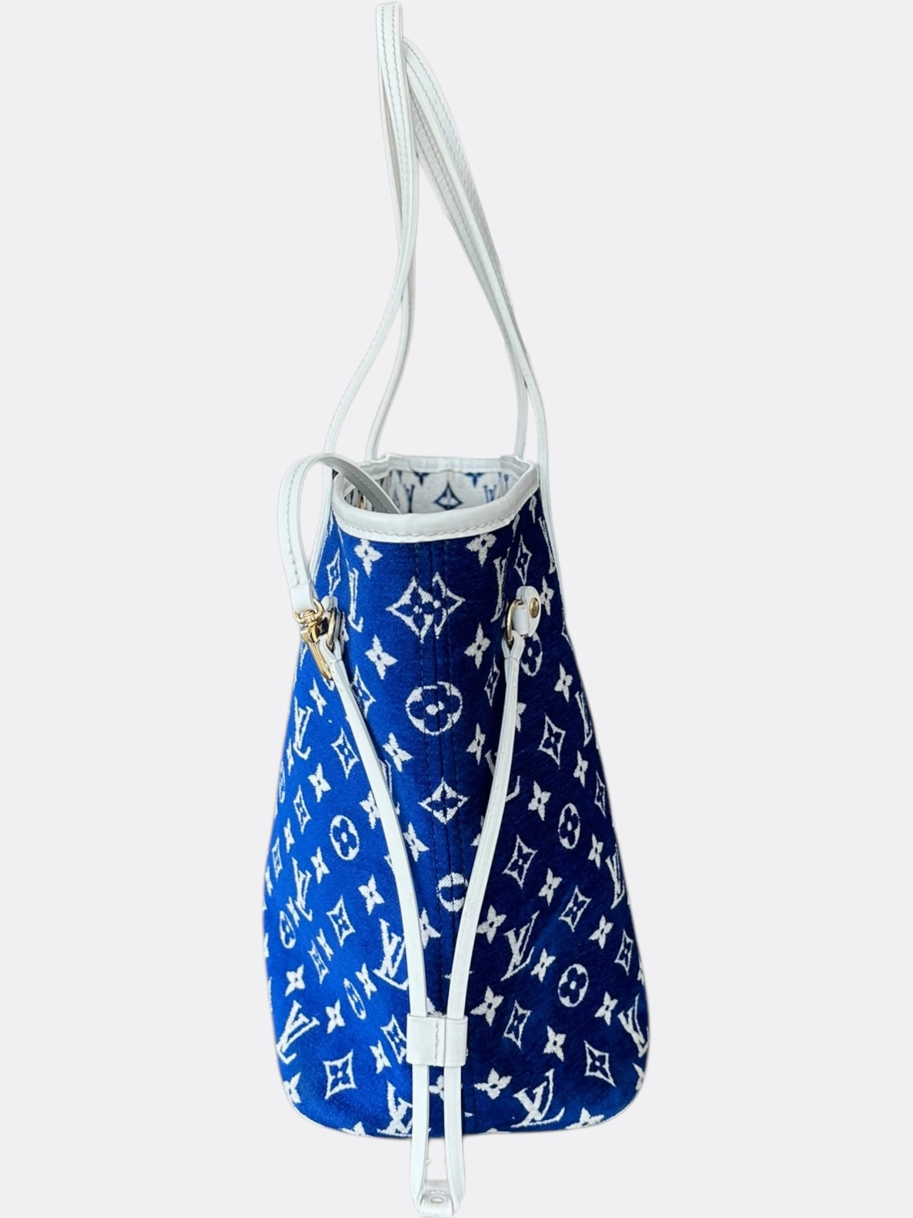 Louis Vuitton Blue & White Velvet Monogram Neverfull MM