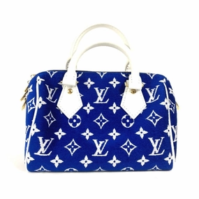 Louis Vuitton blue Jacquard Leather Boston Bag Handbag Pochette Shoulder Bag (Pre-Owned)
