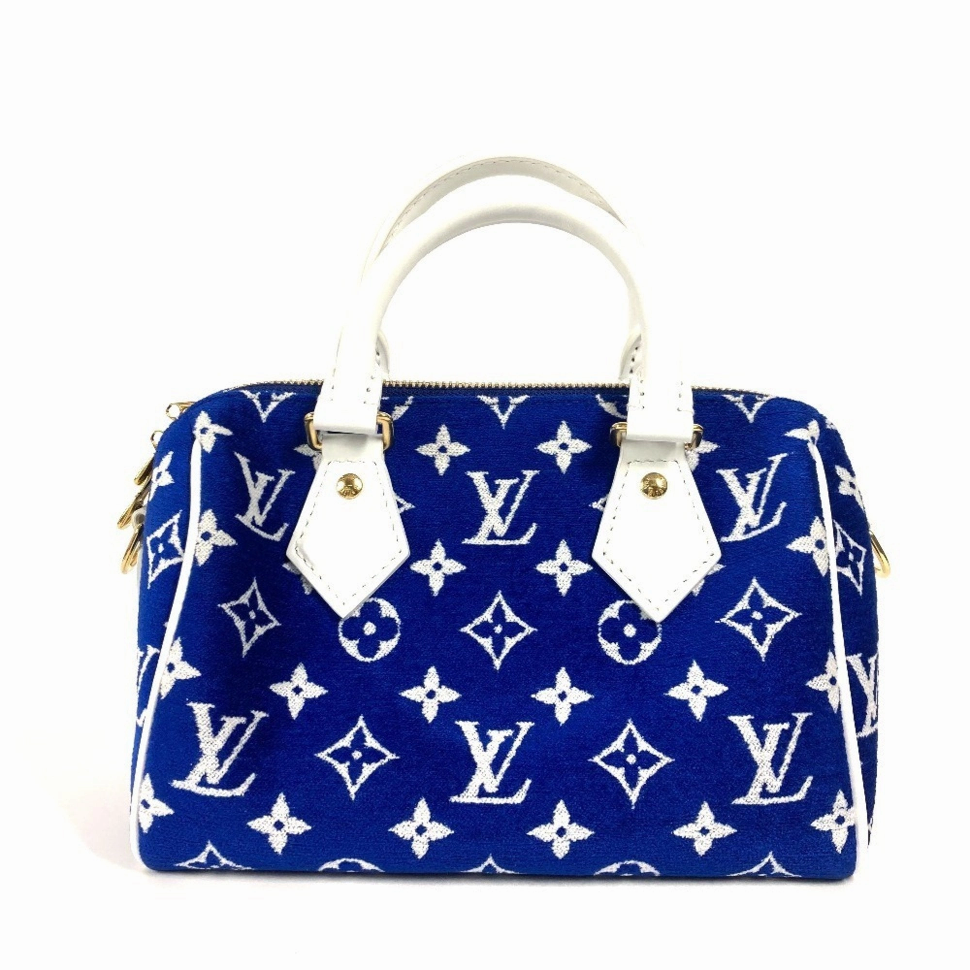 Louis Vuitton blue Jacquard Leather Boston Bag Handbag Pochette Shoulder Bag (Pre-Owned)