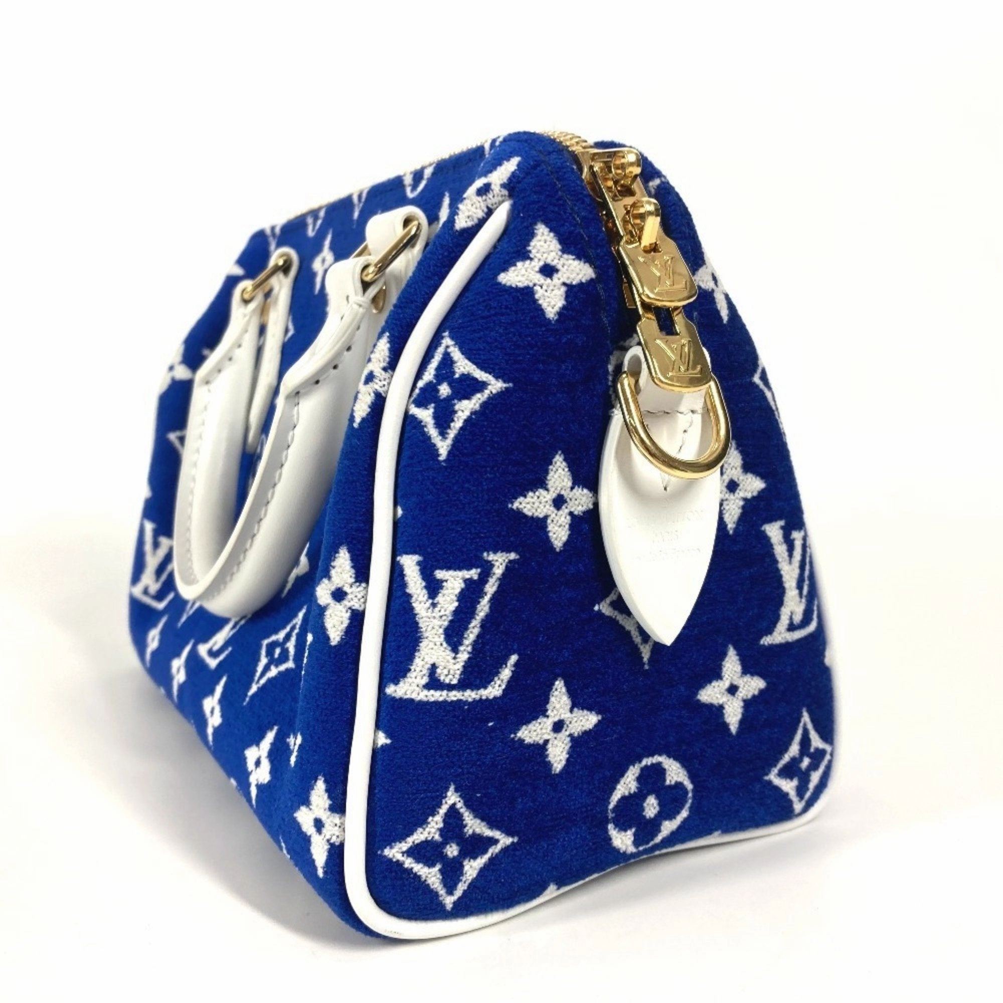 Louis Vuitton blue Jacquard Leather Boston Bag Handbag Pochette Shoulder Bag (Pre-Owned)