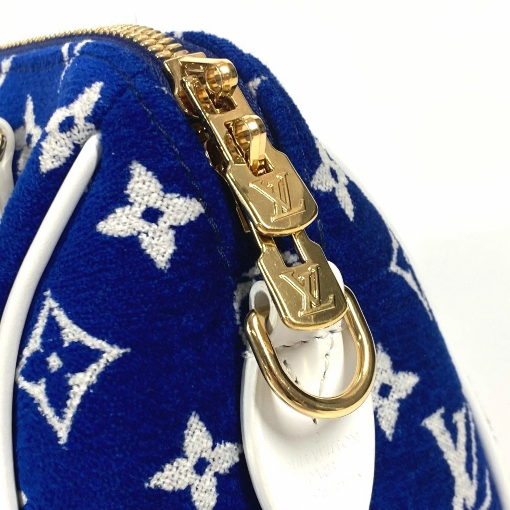 Louis Vuitton blue Jacquard Leather Boston Bag Handbag Pochette Shoulder Bag (Pre-Owned)