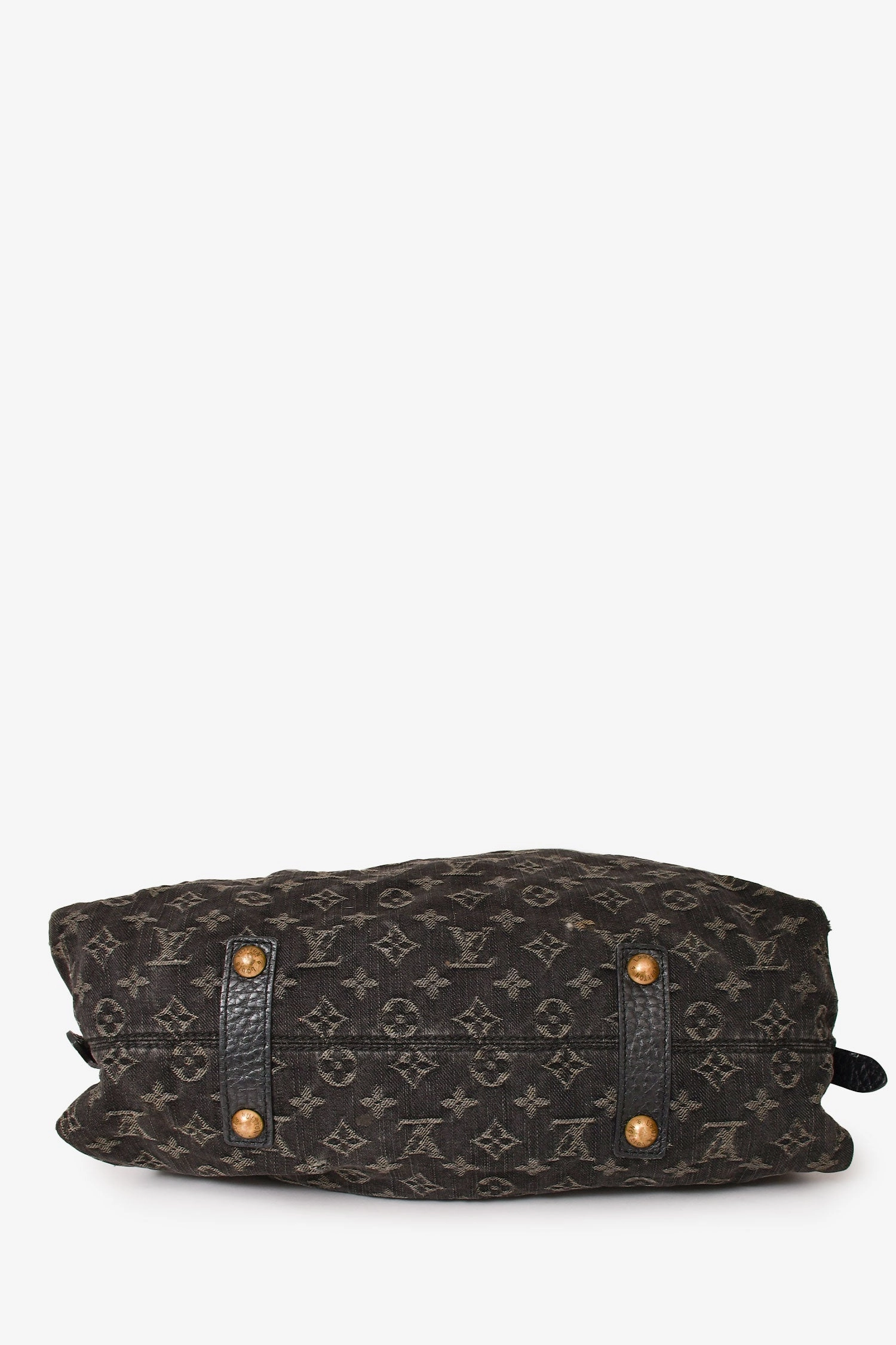 Louis Vuitton Grey Denim Monogram 'Cabby MM' Bag with Strap (As Is)
