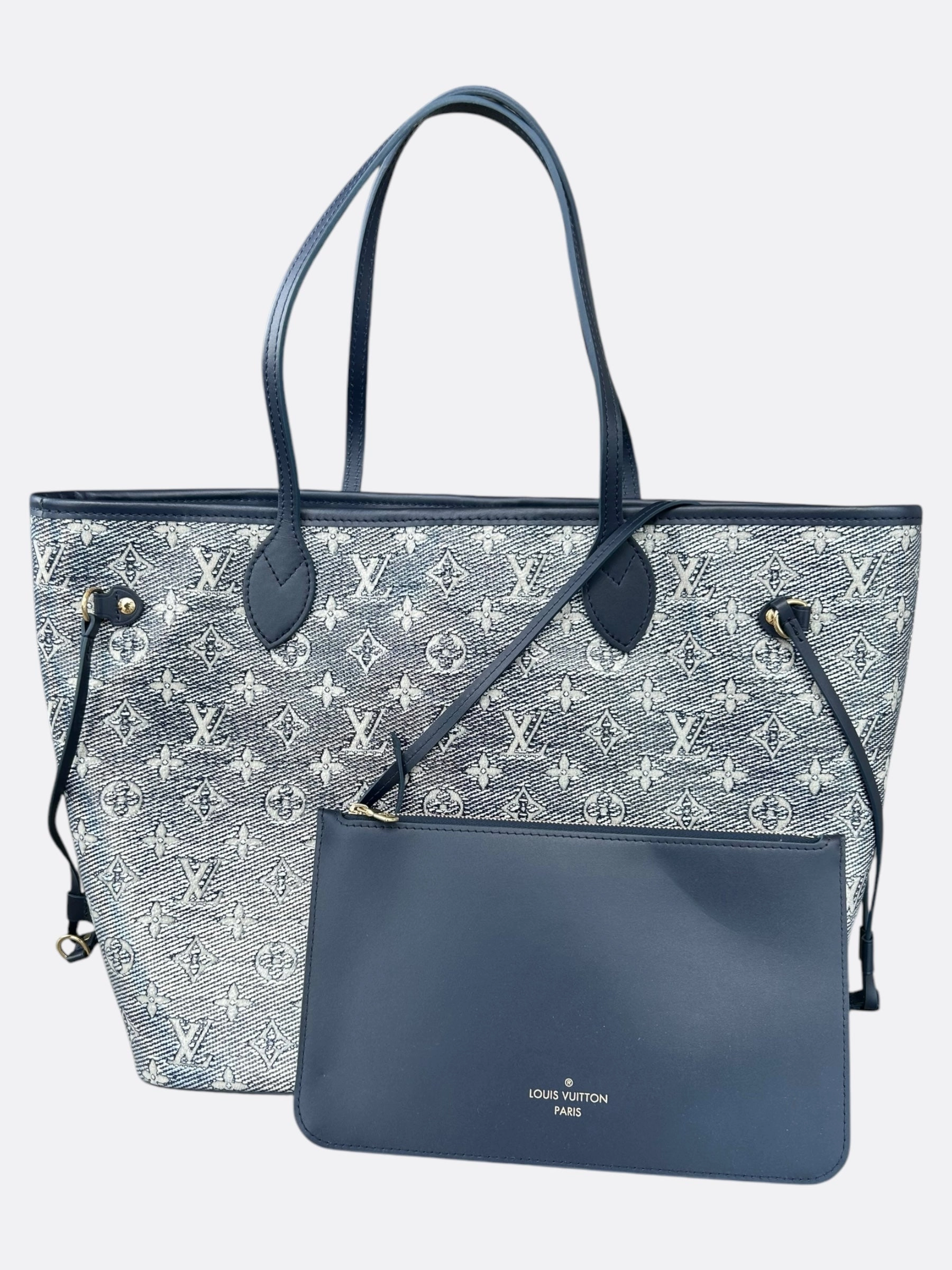 Louis Vuitton Navy & White Iridescent Monogram Neverfull MM