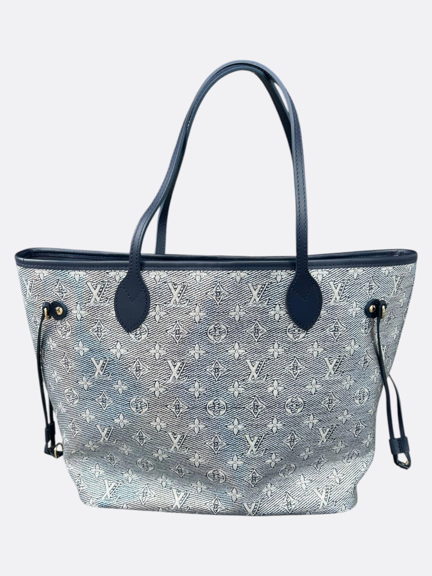 Louis Vuitton Navy & White Iridescent Monogram Neverfull MM