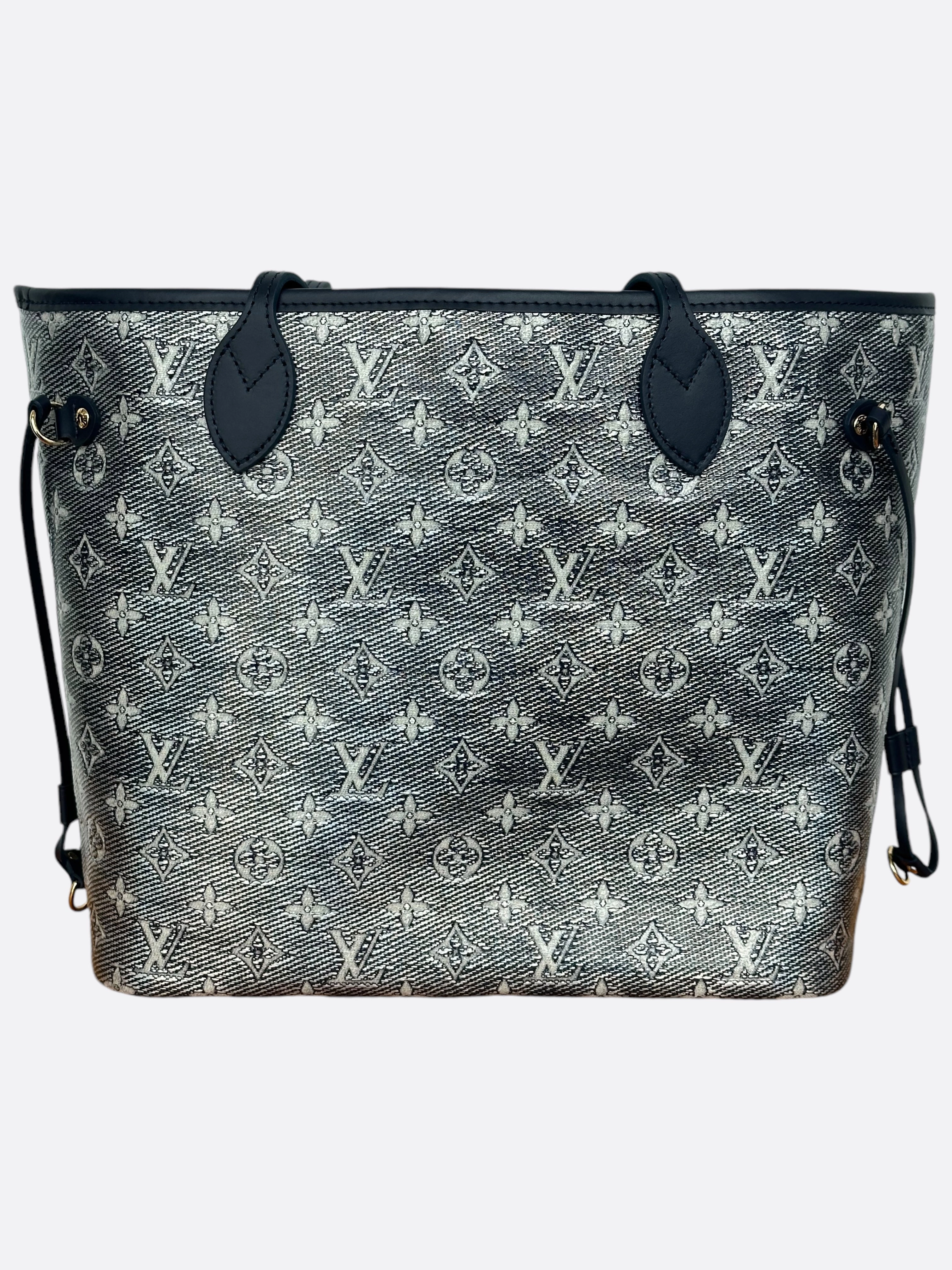 Louis Vuitton Navy & White Iridescent Monogram Neverfull MM