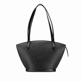 Louis Vuitton Noir Leather Handbag Shoulder Bag (Pre-Owned)
