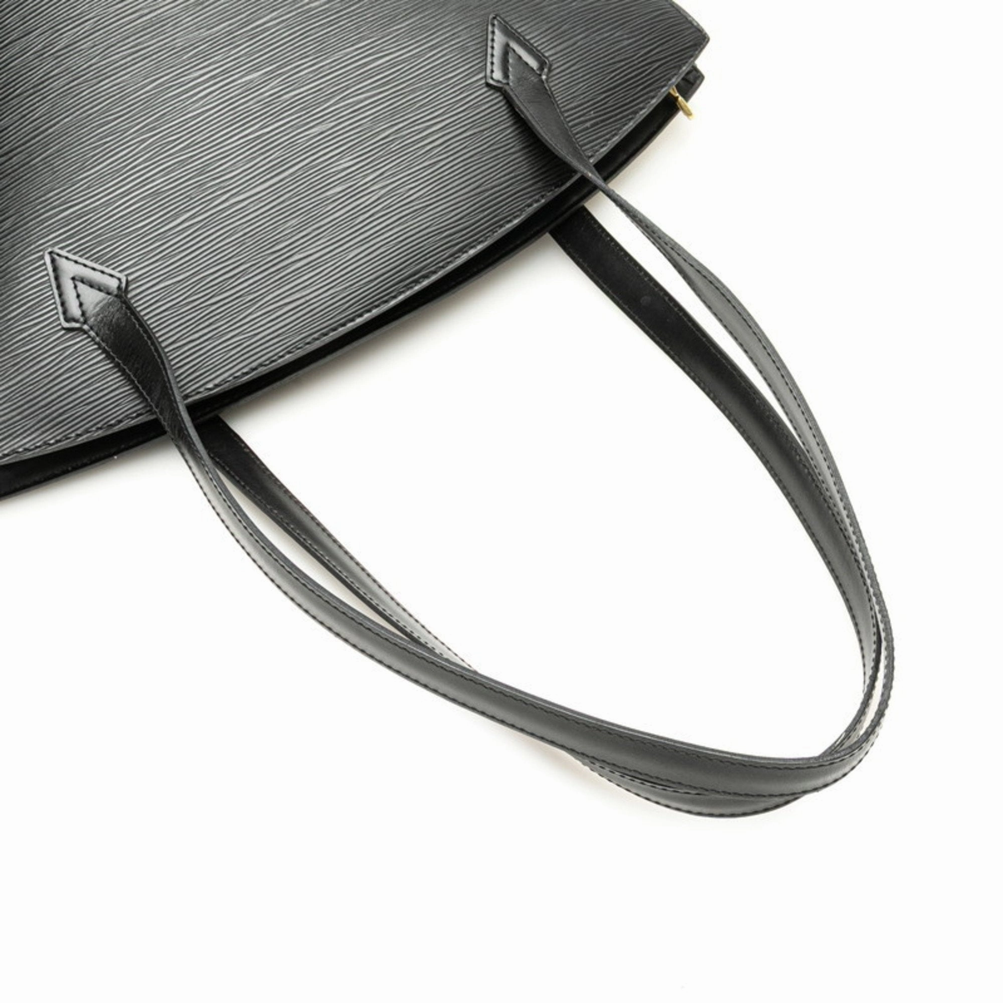 Louis Vuitton Noir Leather Handbag Shoulder Bag (Pre-Owned)
