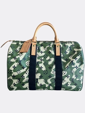 Louis Vuitton Takashi Murakami Green Camouflage Monogram Speedy 35
