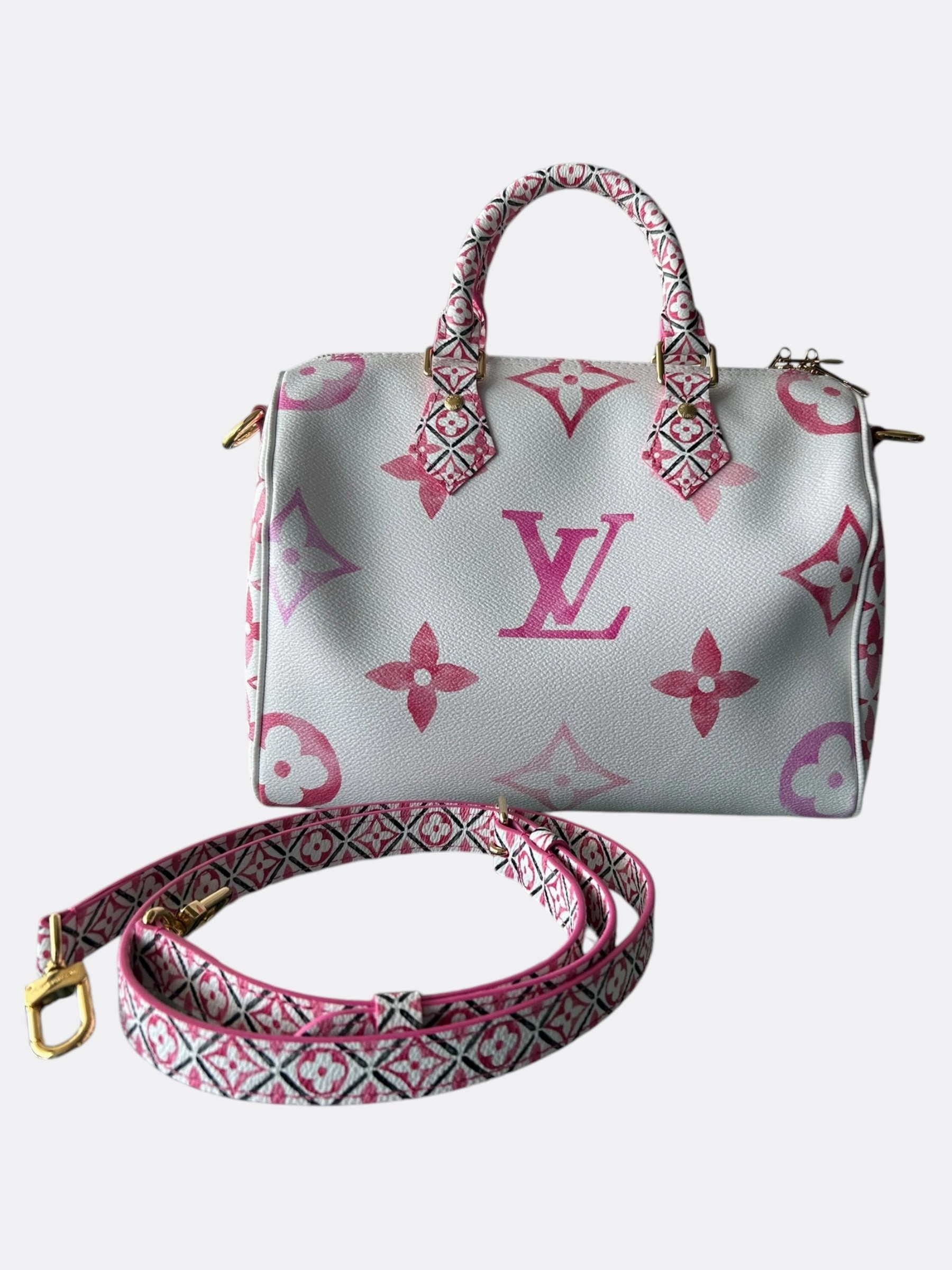 Louis Vuitton White & Pink Escale By The Pool Monogram Speedy 25