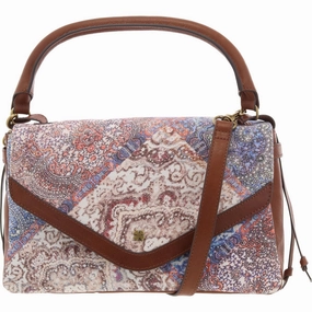 Love Womens Leather Trim Canvas Shoulder Handbag