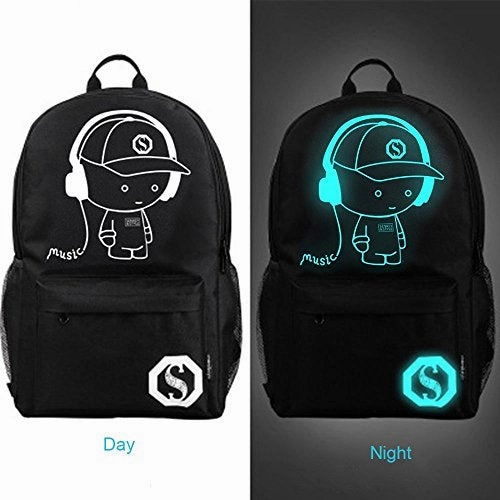 Luminous School Backpack,Ezonteq Anime Cartoon Music Boy Shoulder Laptop Travel Bag Daypack College