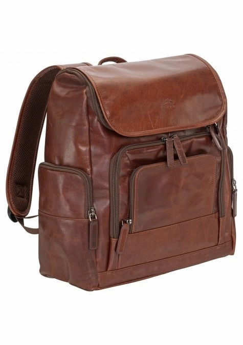Mancini Buffalo Collection Leather Backpack for 15.6 Laptop and Tablet