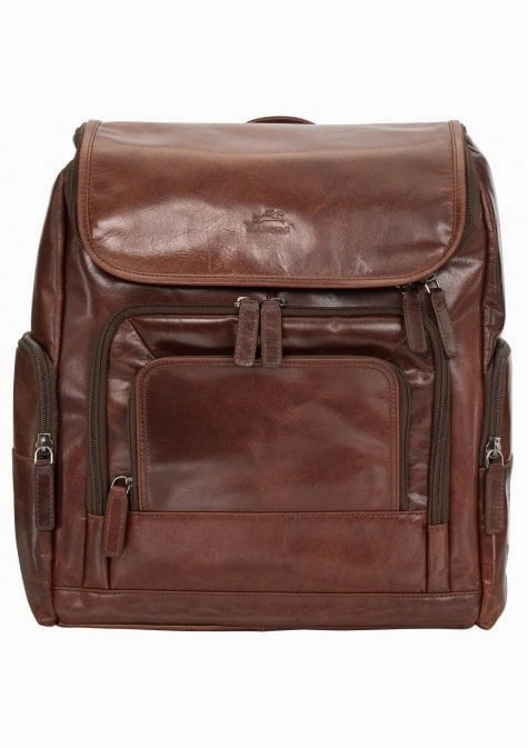 Mancini Buffalo Collection Leather Backpack for 15.6 Laptop and Tablet