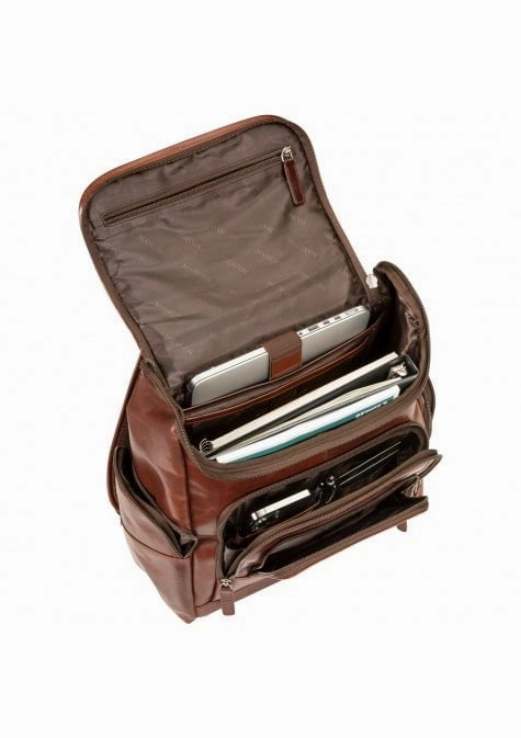 Mancini Buffalo Collection Leather Backpack for 15.6 Laptop and Tablet
