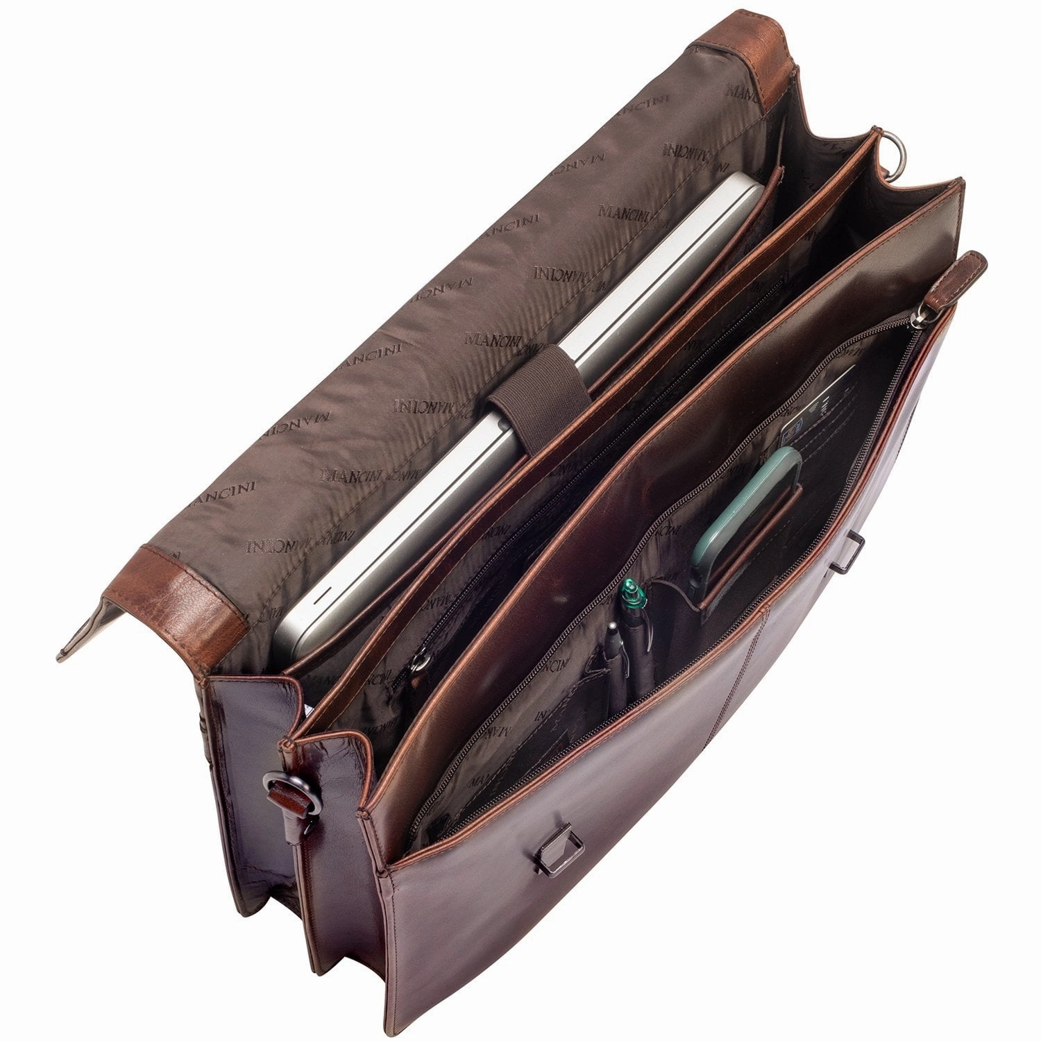 Mancini BUFFALO Double Compartment Briefcase for 15.6 Laptop / Tablet