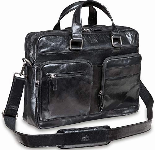 Mancini Double Compartment 15.6" Laptop/Tablet Briefcase in Brown