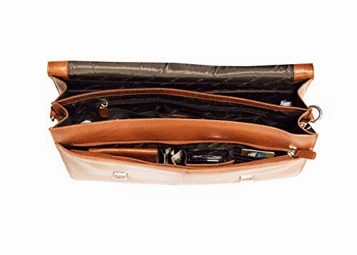 Mancini Double Compartment Flap 15.6" Laptop Briefcase in Black