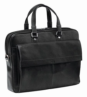 Mancini Leather Goods Colombian Leather Slim 17" Laptop/Tablet Briefcase (Black)