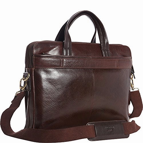 Mancini Leather Goods RFID Secure Double Compartment Laptop Briefcase