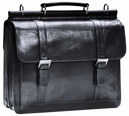 Mancini SIGNATURE Luxurious Italian Leather 15.6" Laptop Briefcase in Black