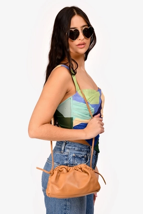Mansur Gavriel Brown Leather Ruched Crossbody
