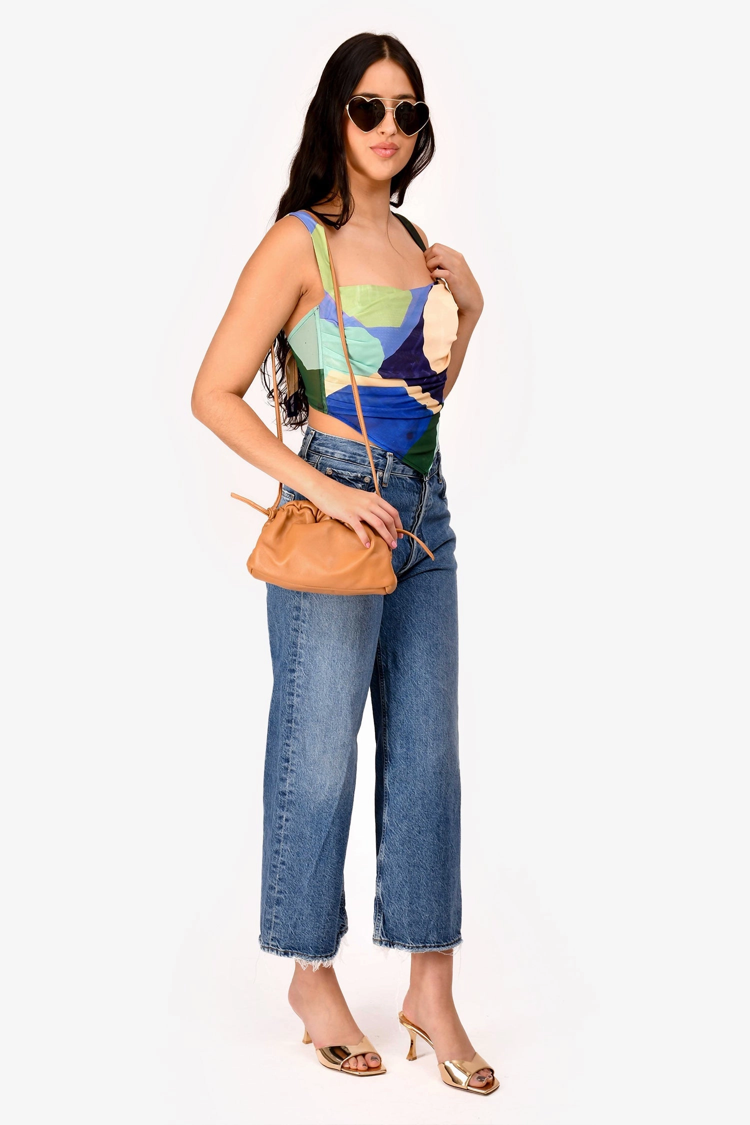Mansur Gavriel Brown Leather Ruched Crossbody
