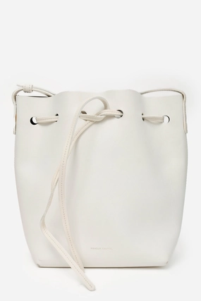 Mansur Gavriel White Faux Leather Bucket Bag (As Is)