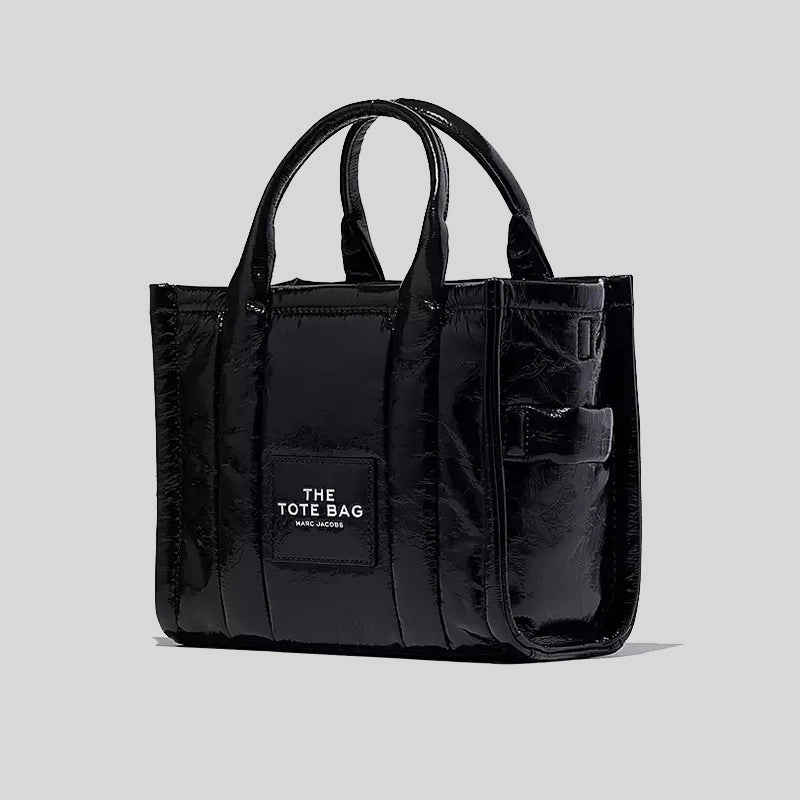MARC JACOBS The Shiny Crinkle Small Tote Black H065L01PF22