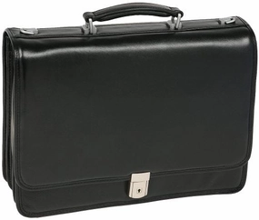 McKlein, I Series, River North, Full Grain Cashmere Napa Leather, 15" Leather Triple Compartment Laptop Briefcase, Black (43555)