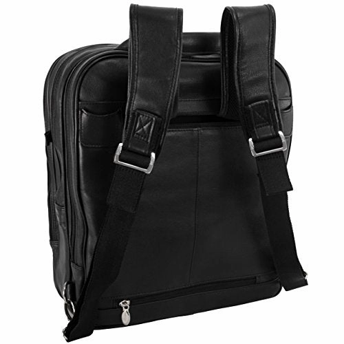 McKlein, I Series, Wicker Park, Full Grain Cashmere Napa Leather, 17" Leather Patented Detachable -Wheeled Three-Way Laptop Backpack Briefcase, Black (47195)
